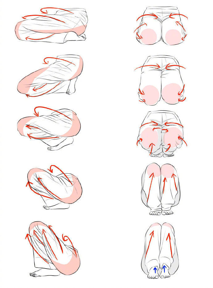 一组蹲姿绘制绘画参考,自己拿去练习吧,转需!