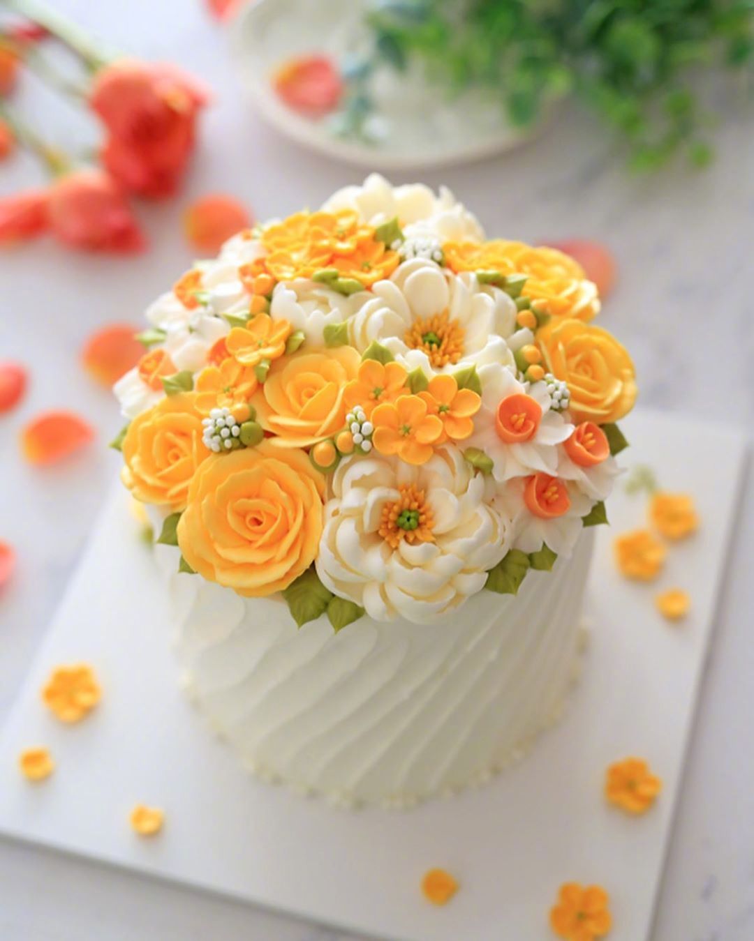 韩国蛋糕品牌blanc.b.cake打造的繁花似锦的春日蛋糕