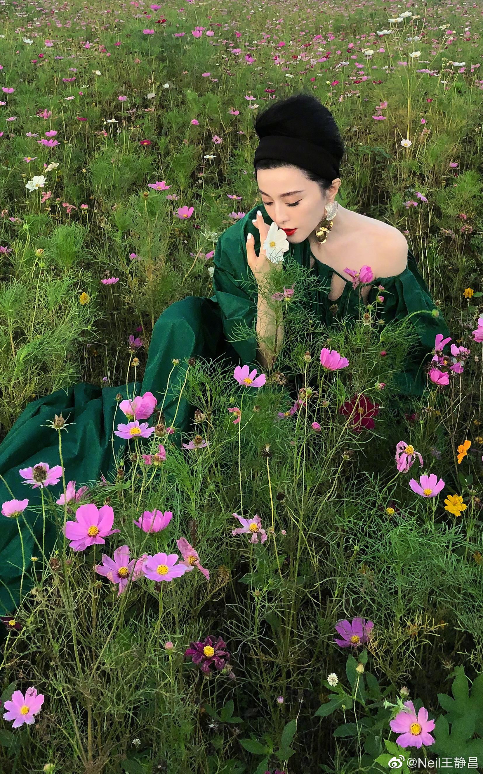 今晚参加 的造型,穿了一件绿色长裙……|范冰冰_新浪新闻