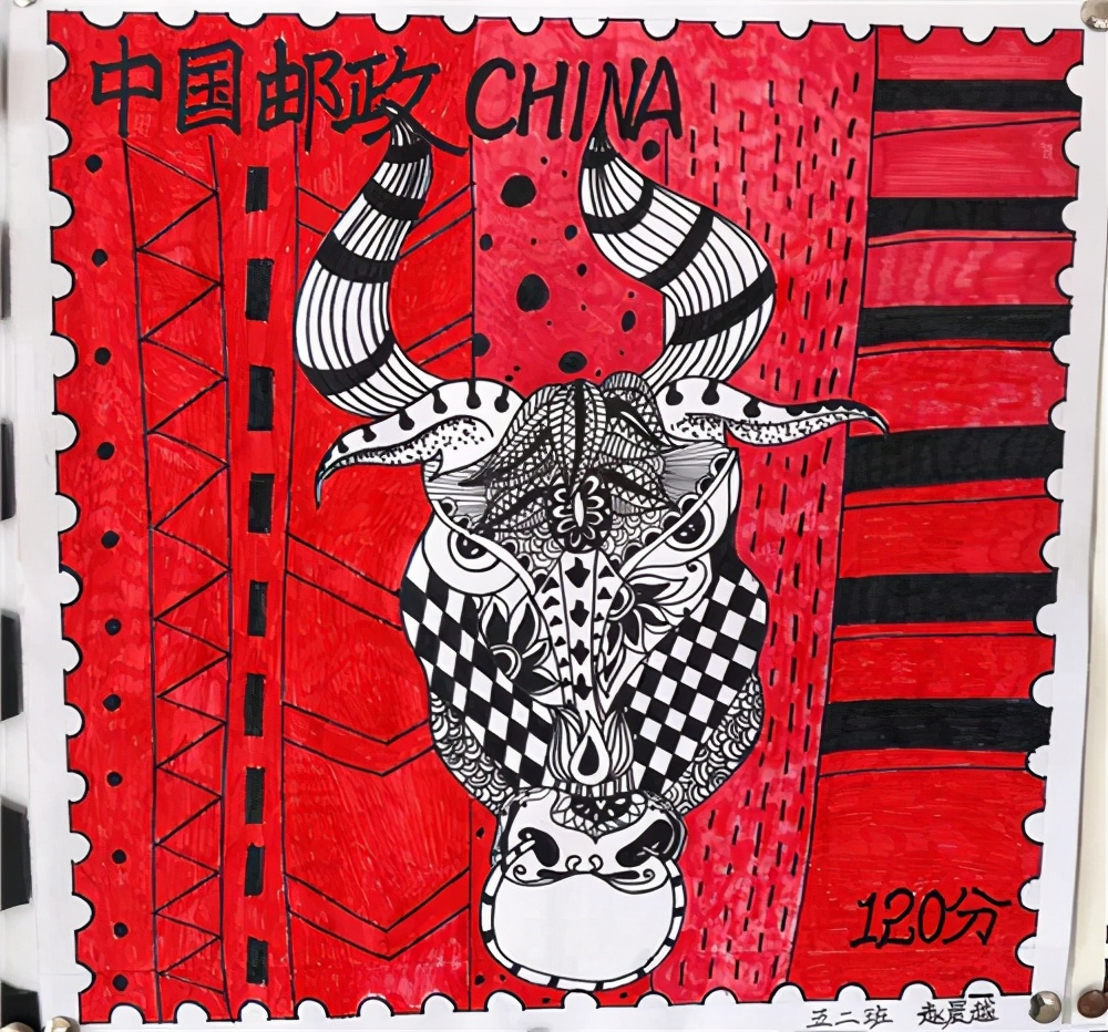 河北唐山市路南区双新小学开展福牛迎春庆元旦生肖邮票设计