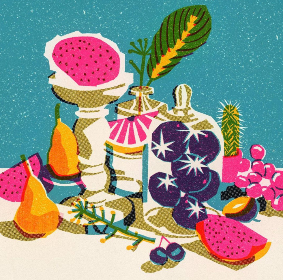 插画师 asahi nagata 插画作品,高饱和度的配色鲜亮有活力