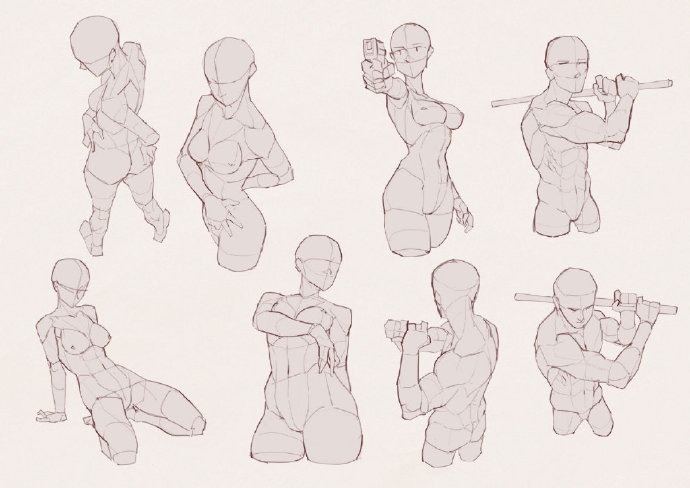 超有张力的人物动态,自己拿去练习吧,转需!