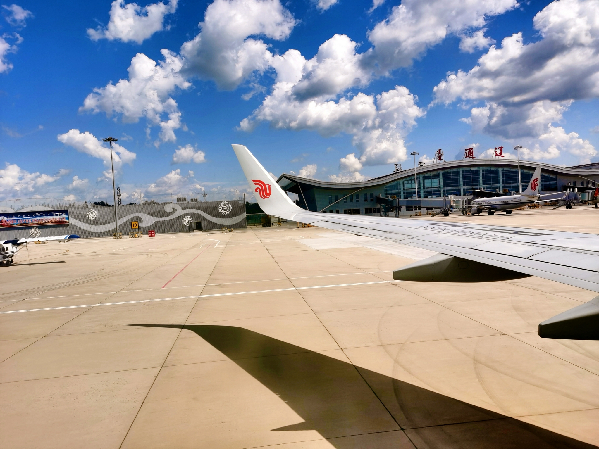 飞机降落时通辽机场,原创拍摄