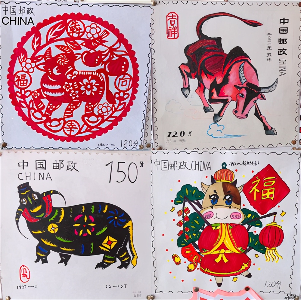 河北唐山市路南区双新小学开展福牛迎春庆元旦生肖邮票设计