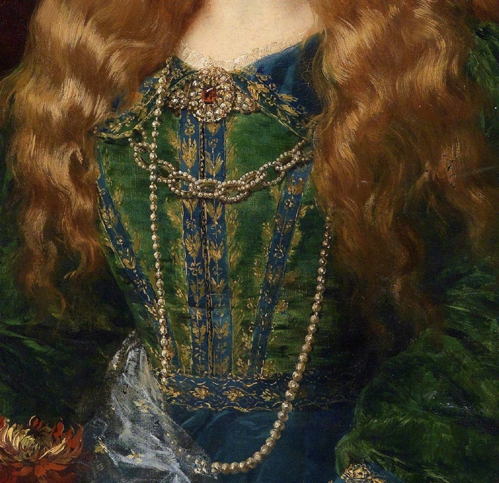 油画中的绿裙子