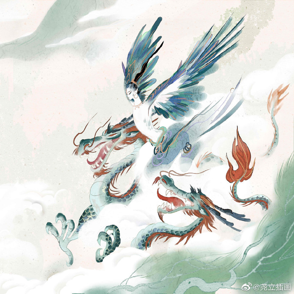 1 / 9 超惊艳的山海经古风插画雨师妾,东方春神-句芒,北方冬神-禺强
