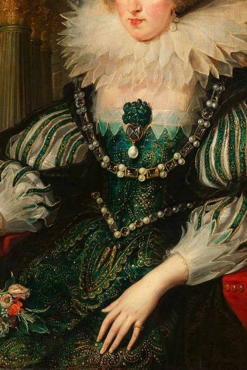 油画中的绿裙子