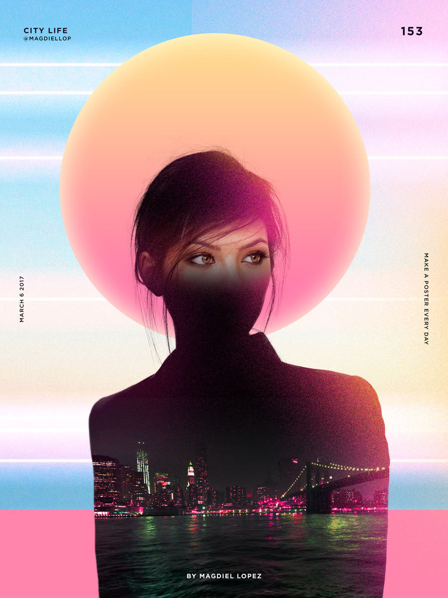 美国设计师 magdiel lopez 超现实主义人物海报设计,很有个性!