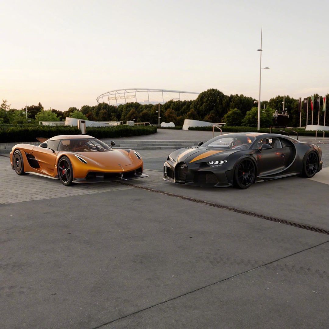 柯尼塞克jesko absolut & 布加迪chiron ss 300 ,两台梦想神车!