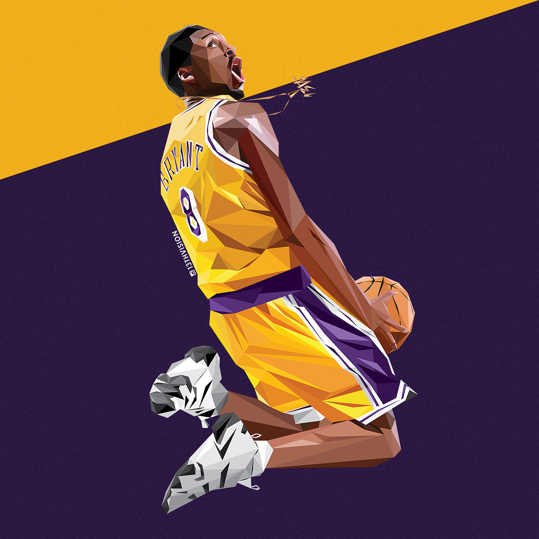 一组钻石切割风格的科比插画!太酷了!