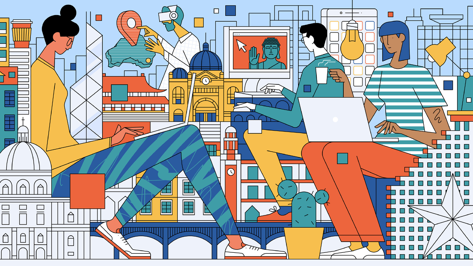 来自英国插画师 sam peet 扁平插画作品