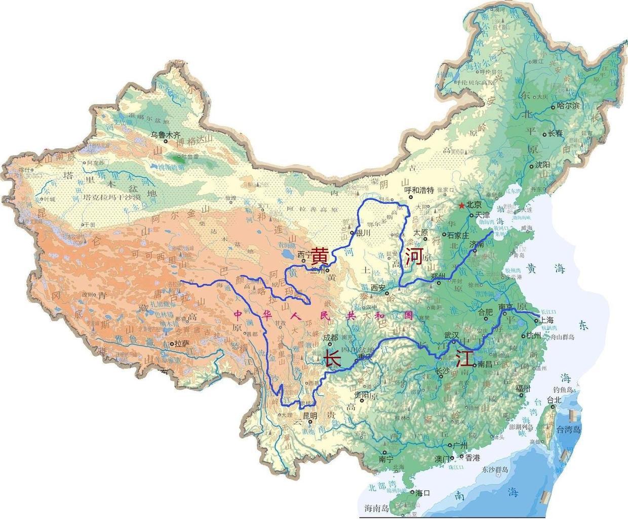 长江黄河地图路线全图图片