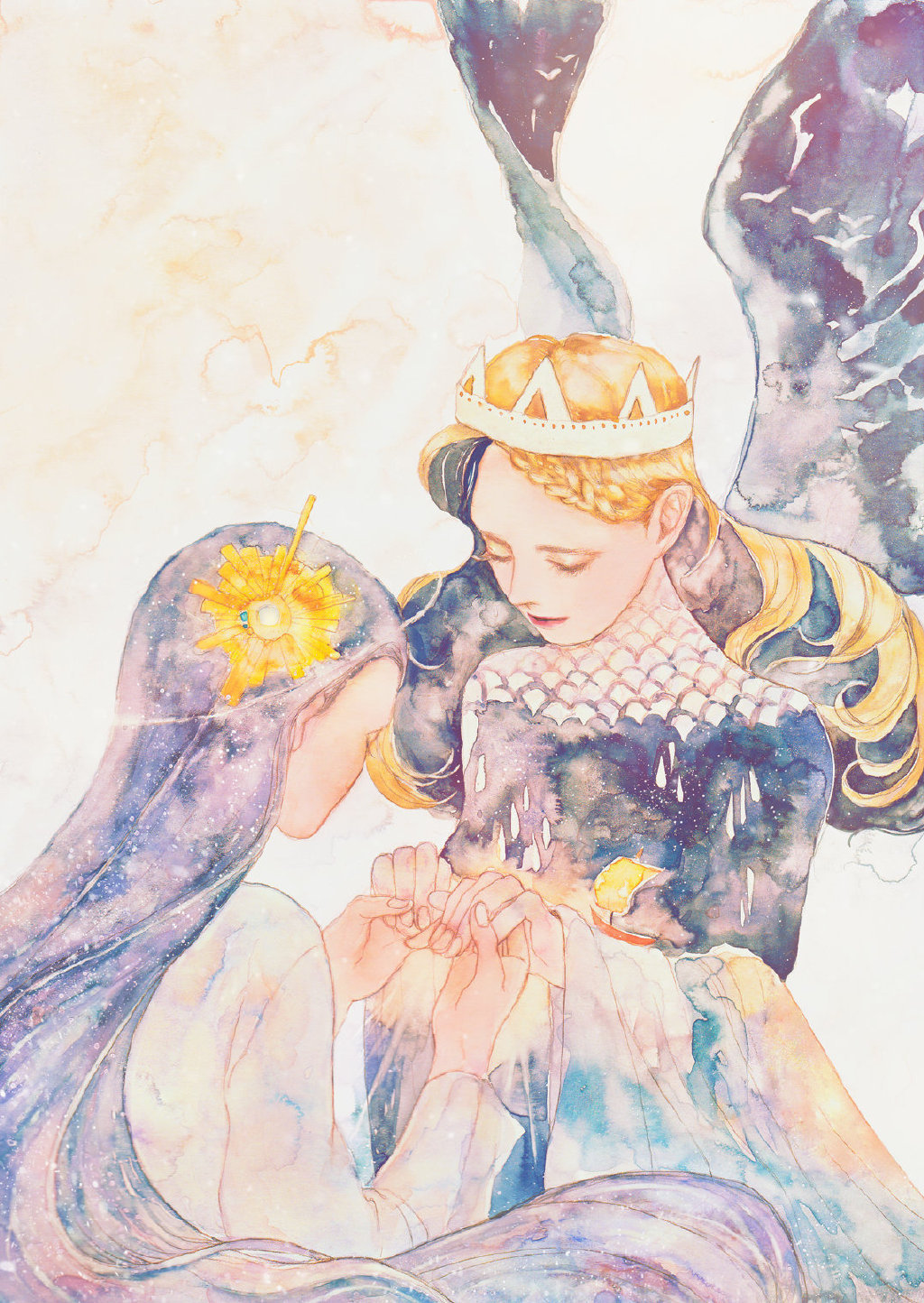 韩国插画师 gaeun 如梦幻般的水彩少女