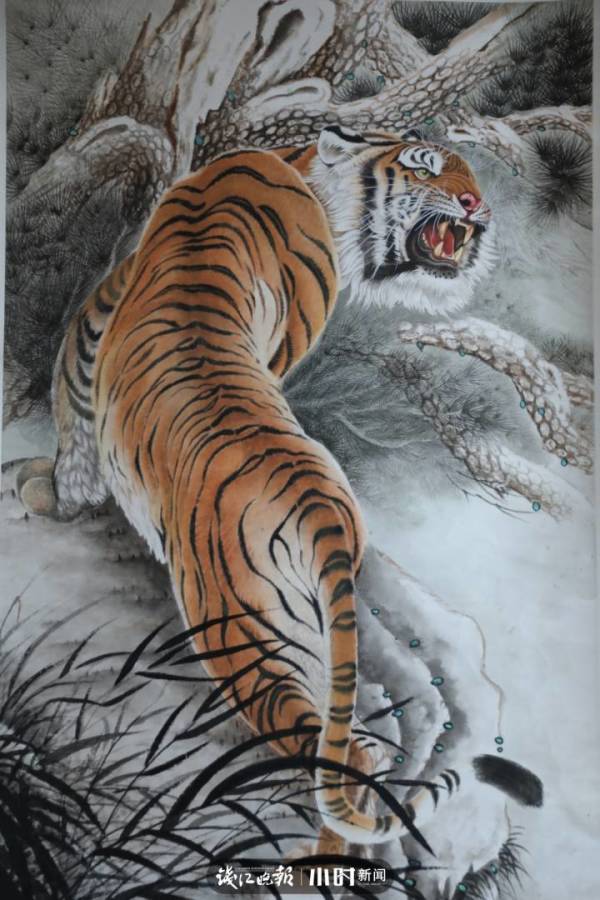 春节特刊一张虎画栩栩如生不怒自威豺虎画非遗也有春天