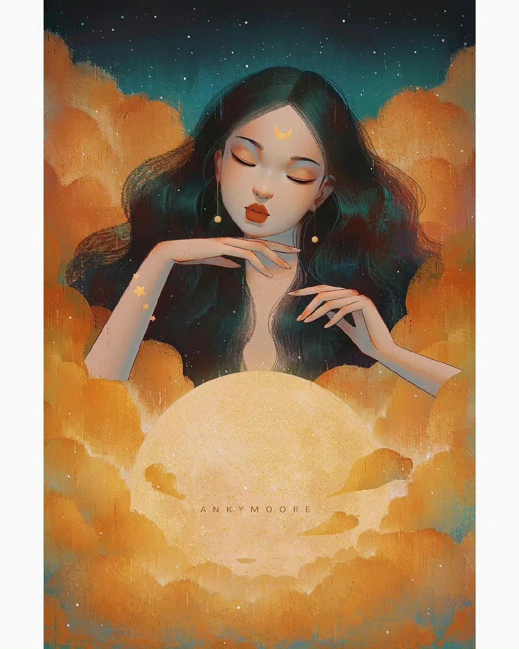 唯美的复古人物插画扁平的风格和复古色调使得画面显得更高级