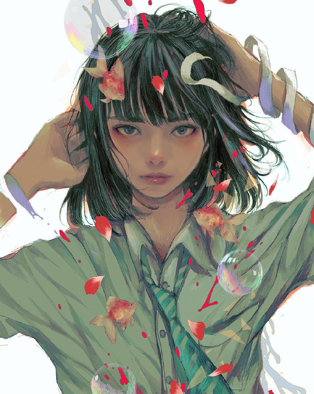 日本插画师 wataboku 少女插画,画面细腻