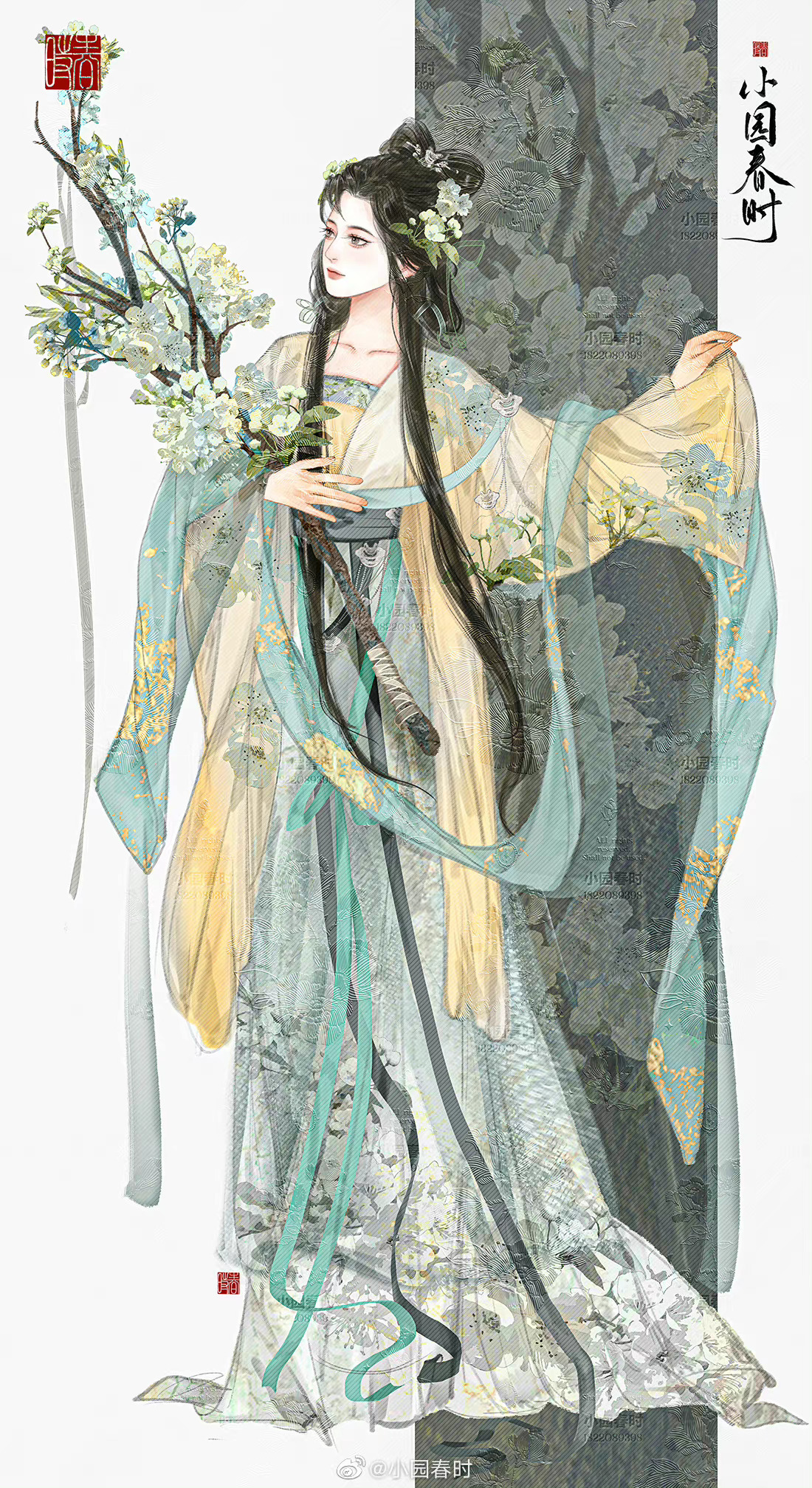 十二花神古风插画，太美了__财经头条