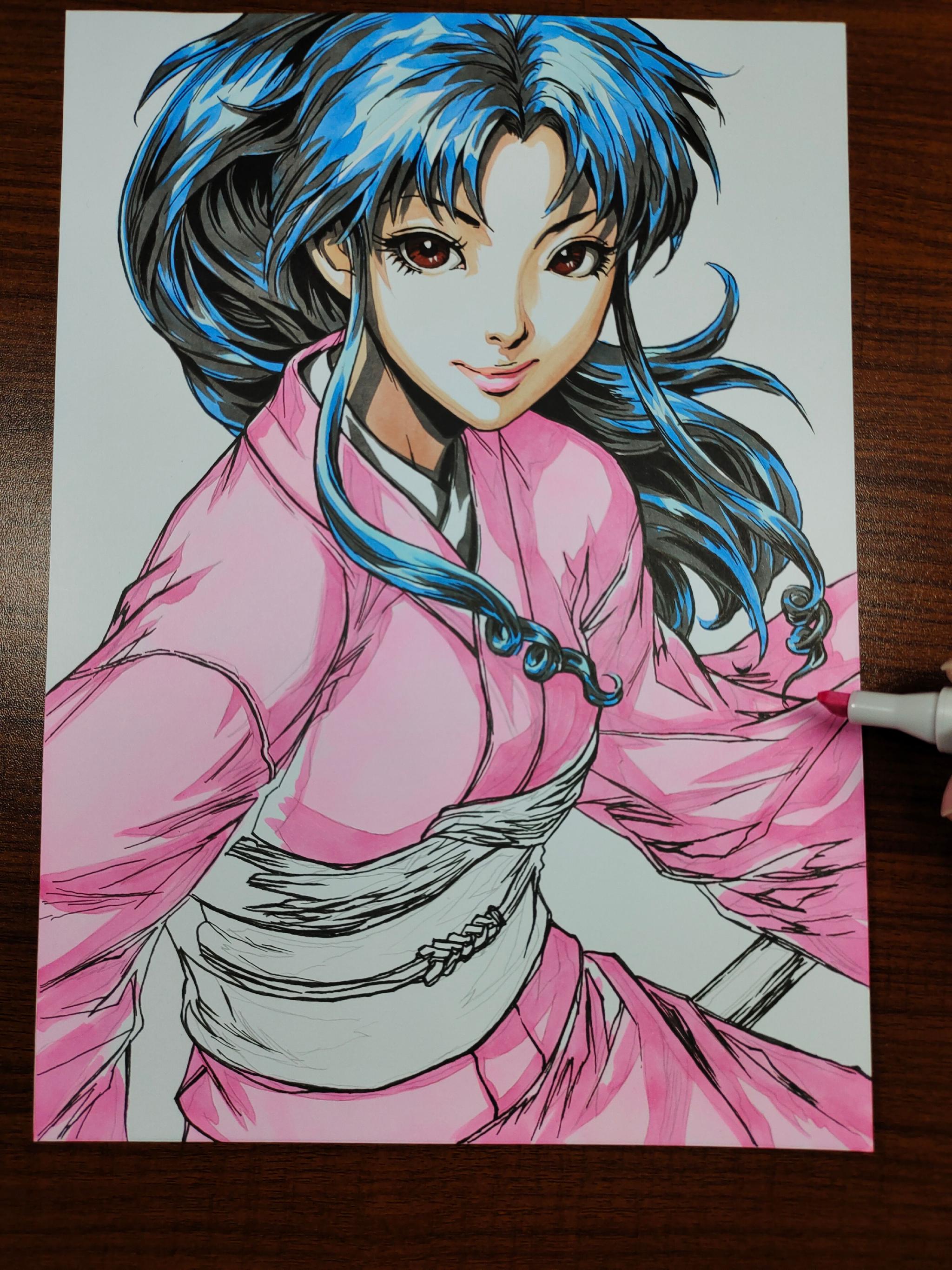 马克笔画 童年女神 牡丹 幽游白书 灵界向导员 想要戳评论区1楼__财经
