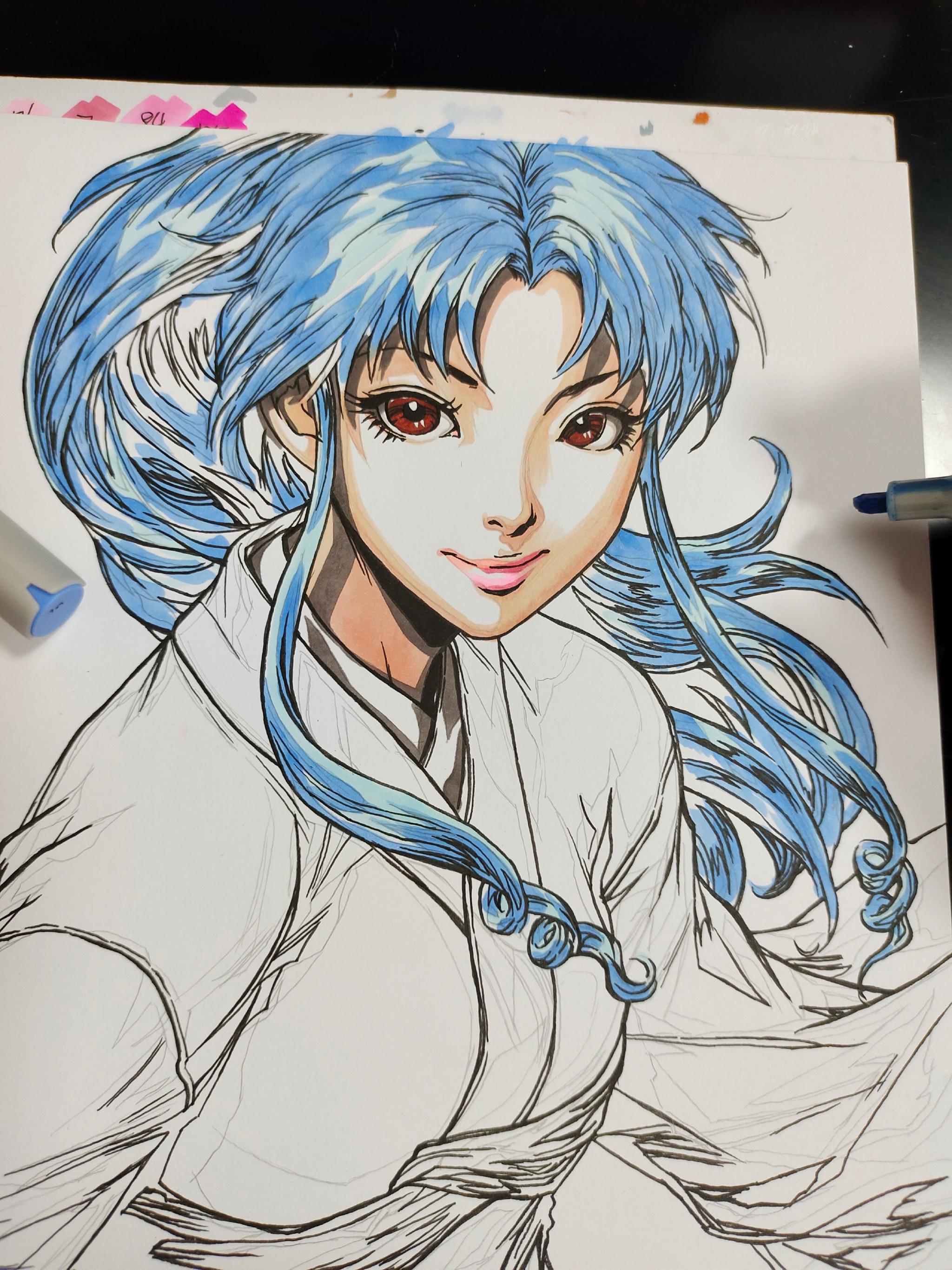 马克笔画 童年女神 牡丹 幽游白书 灵界向导员 想要戳评论区1楼__财经