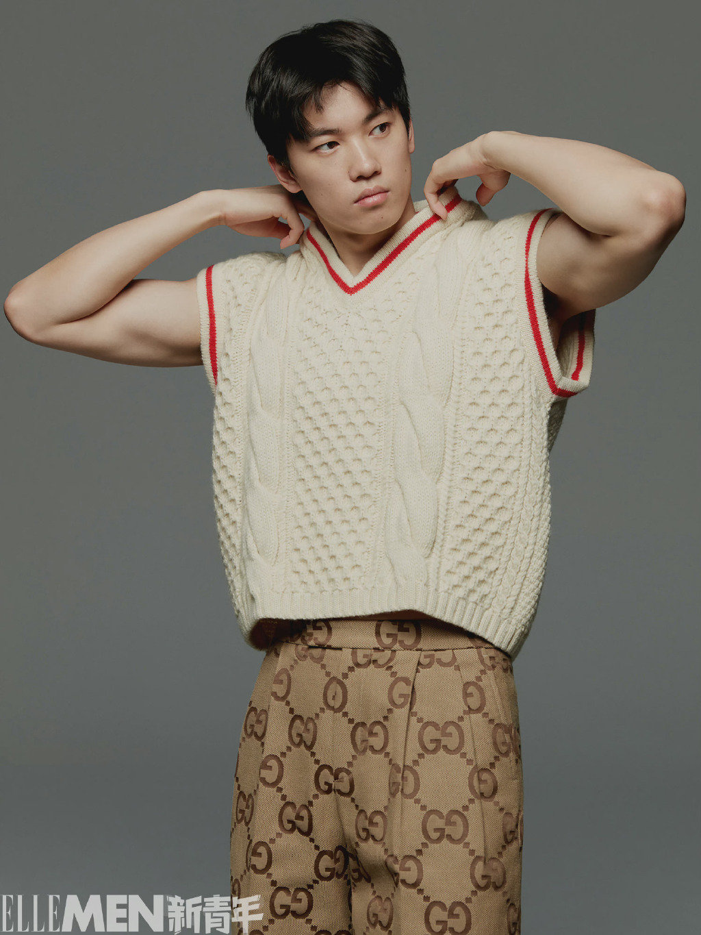 汪顺ellemen新青年2022春季刊封面人物穿gucci的运动大男孩
