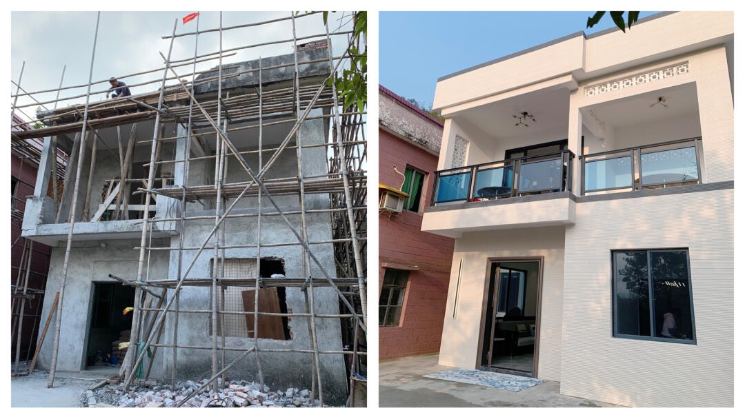 80后夫妻改造农村自建房,糅合传统元素