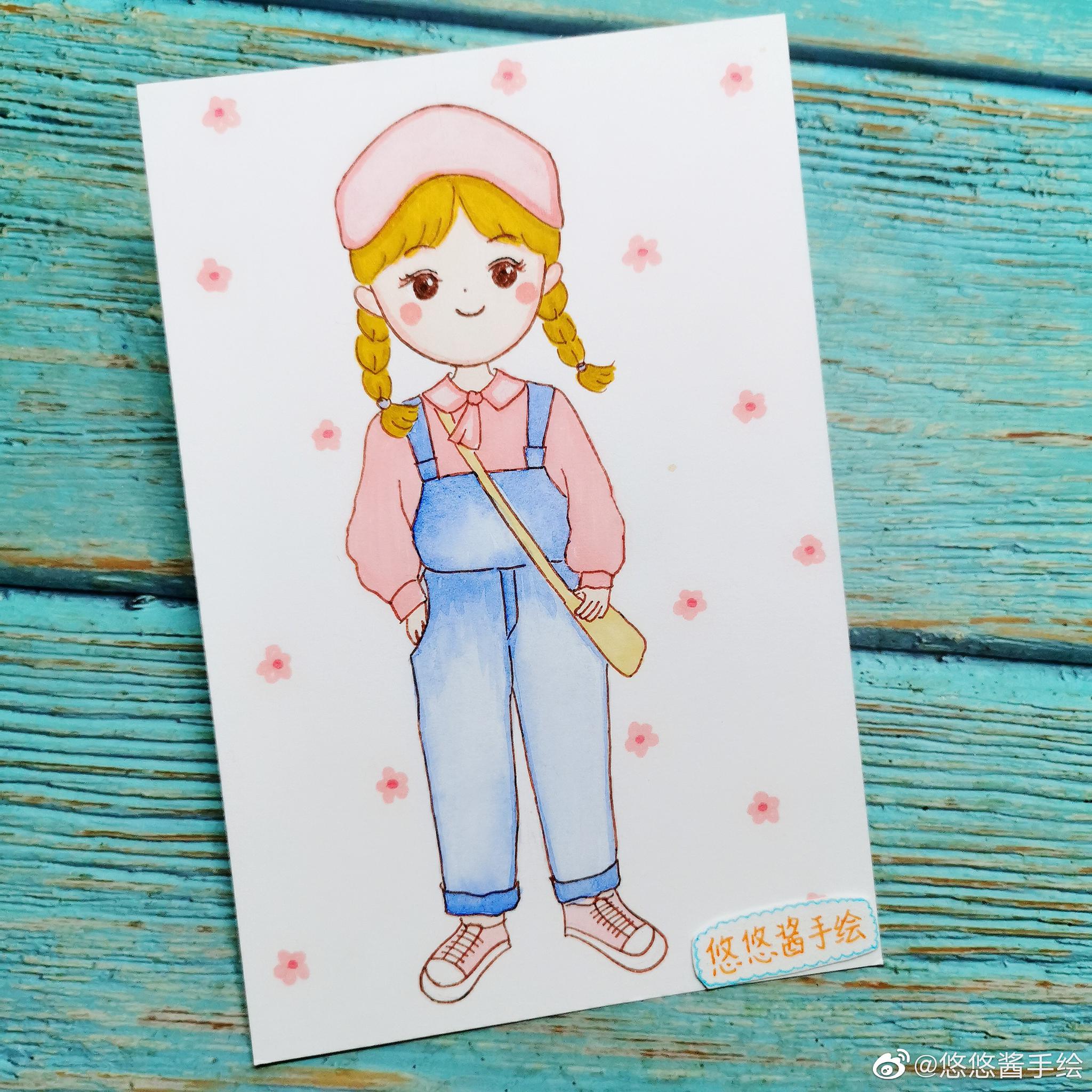 马克笔简笔画女生一看就很有亲和力呢悠悠酱手绘