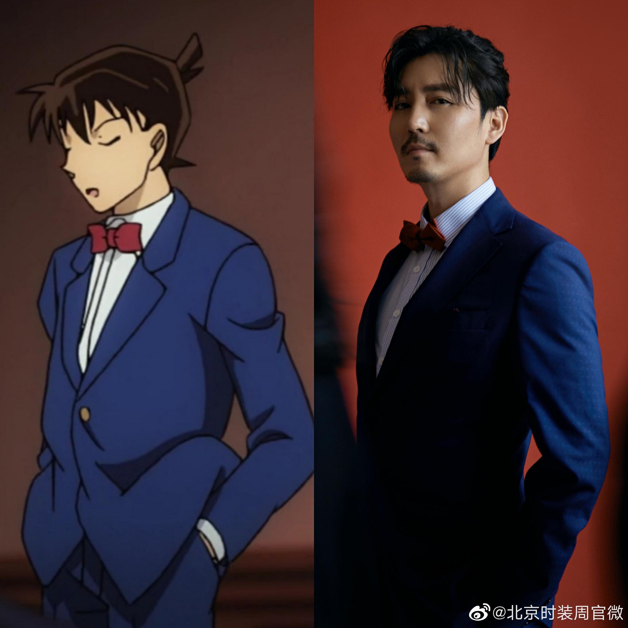 经典蓝西装搭配红领结…………|湖南卫视|王泷正|柯南_新浪新闻