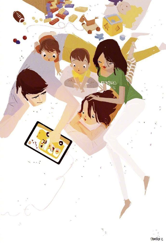 幸福快乐的一家其乐融融