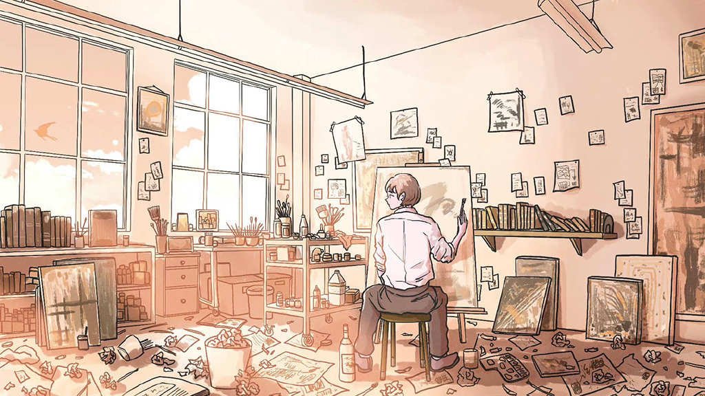 小清新又不失个性的人物插画，色彩浓郁，色调柔和且氛围感强休闲区蓝鸢梦想 - Www.slyday.coM