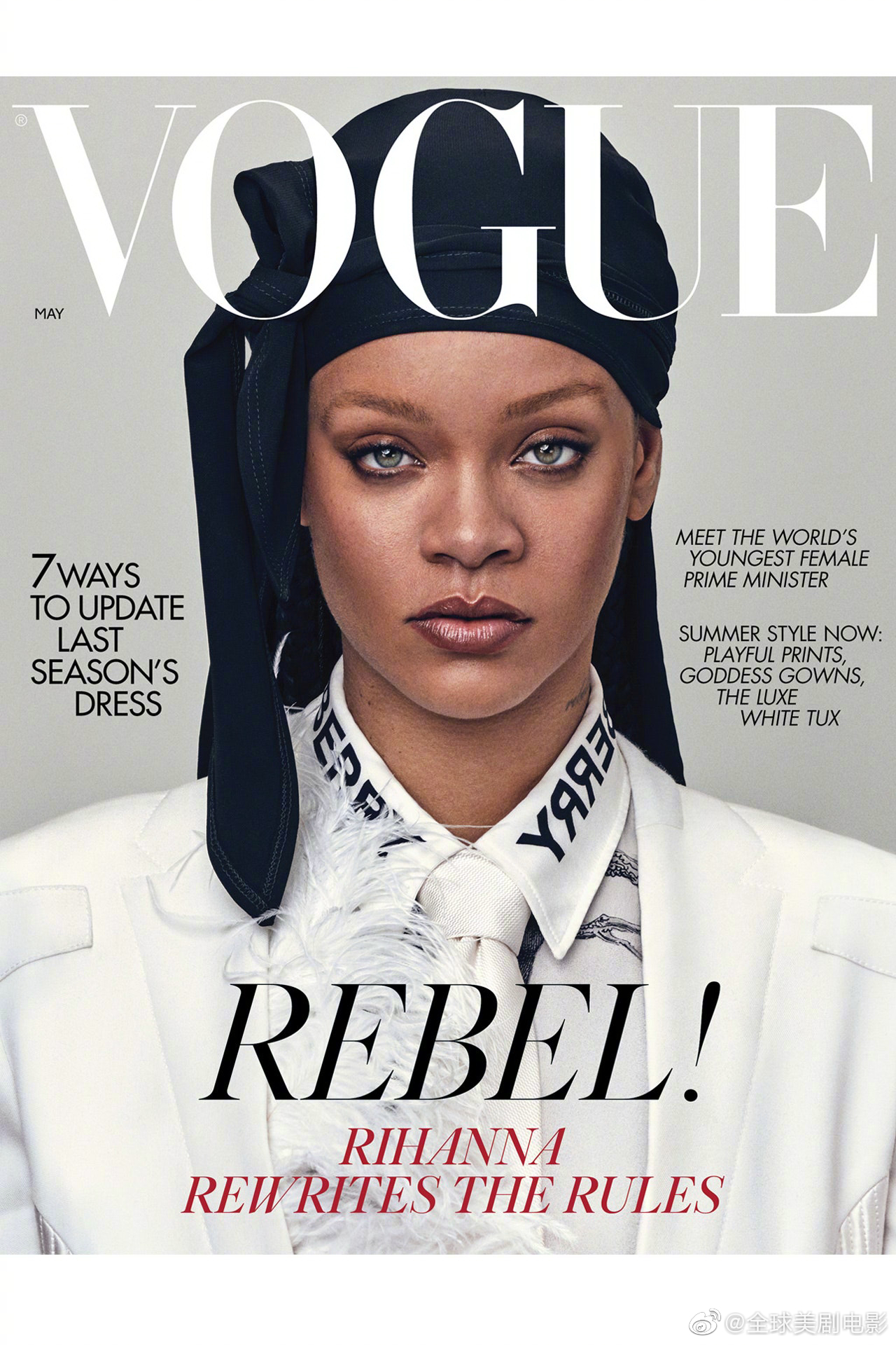 rihanna 英国《vogue》杂志全新封面及写真正式发布!又美又酷