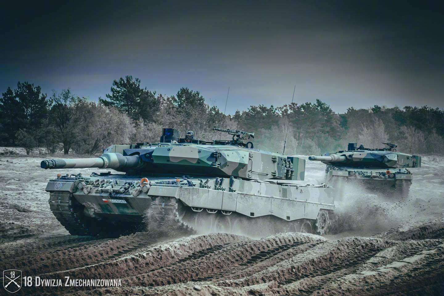 波兰军队的豹2pl在训练演习中