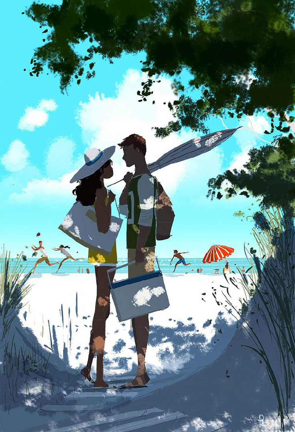 充满着浓浓情感的人物插画，不管是配色还是光影，都很有个人特色休闲区蓝鸢梦想 - Www.slyday.coM