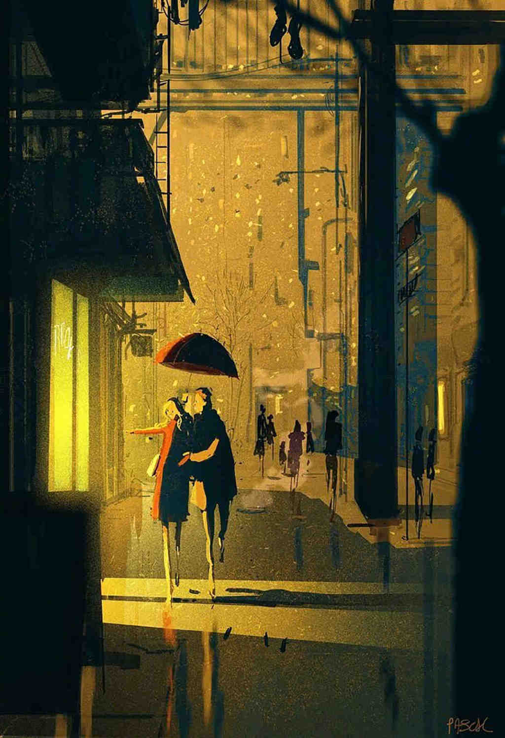 充满着浓浓情感的人物插画，不管是配色还是光影，都很有个人特色休闲区蓝鸢梦想 - Www.slyday.coM