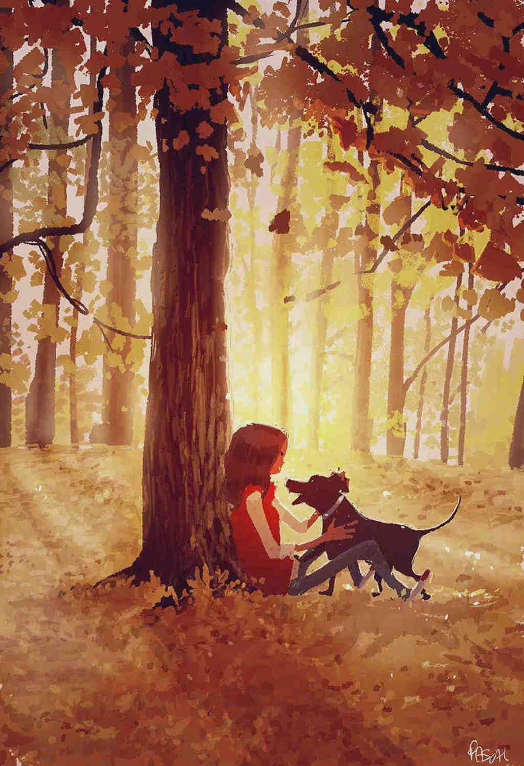 充满着浓浓情感的人物插画，不管是配色还是光影，都很有个人特色休闲区蓝鸢梦想 - Www.slyday.coM