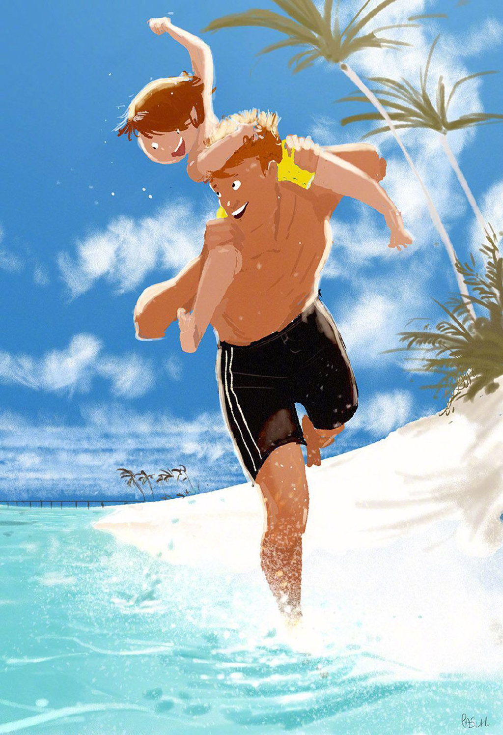 充满着浓浓情感的人物插画，不管是配色还是光影，都很有个人特色休闲区蓝鸢梦想 - Www.slyday.coM