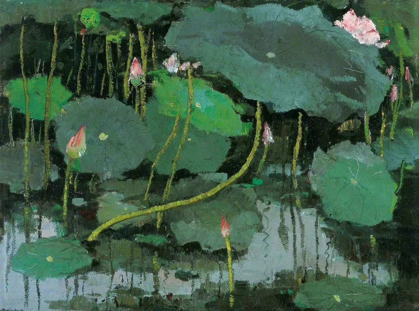 来自吴冠中笔下的荷花荷叶__财经头条