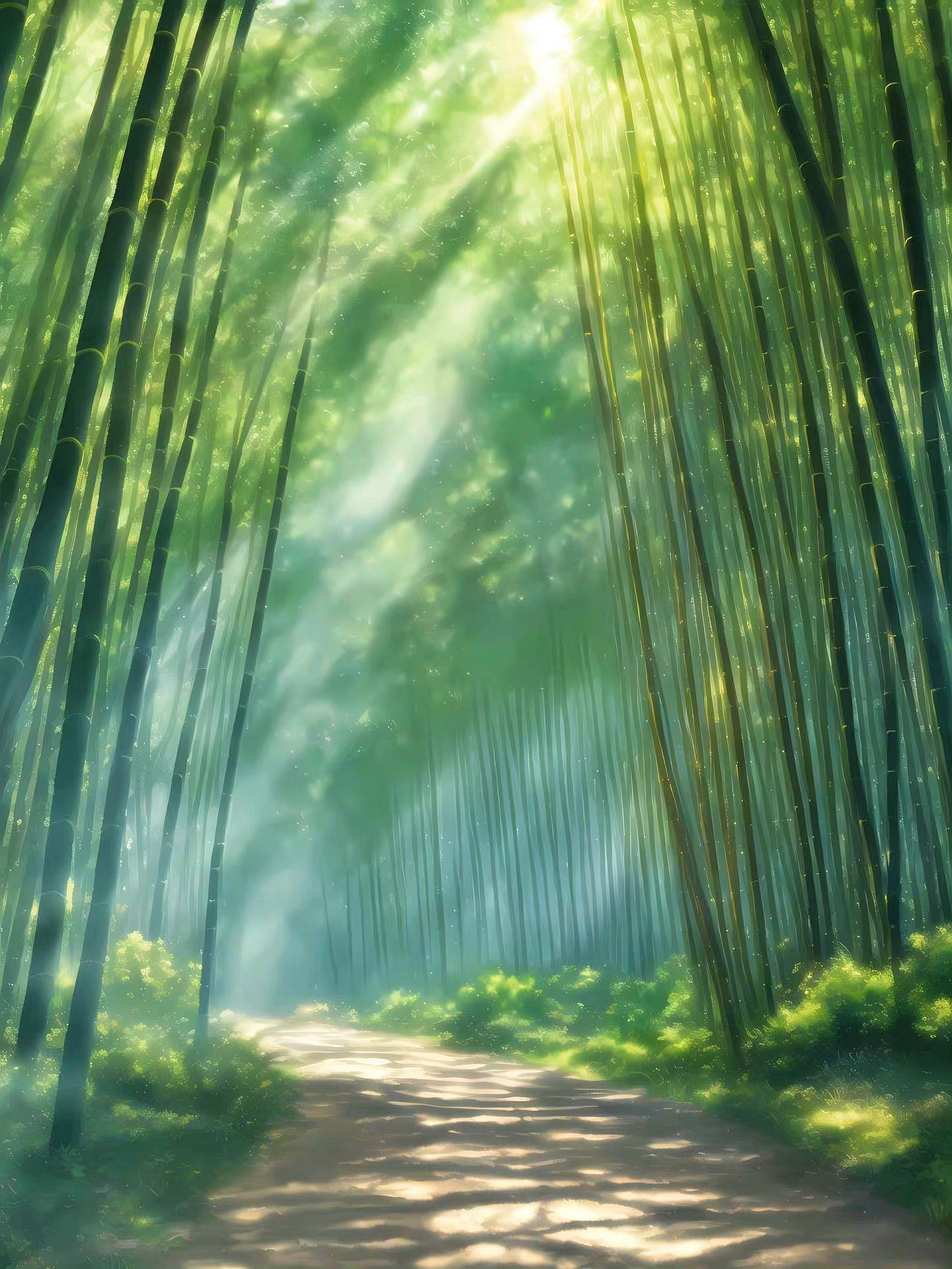 " 清雅淡然青竹立,山长水长枝枝发 . "