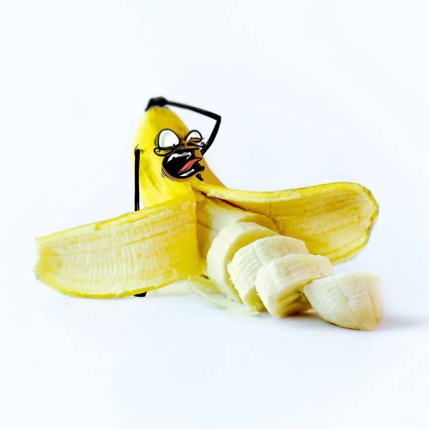 他把水果变成卡通人物夸张的表情让人看完很过瘾