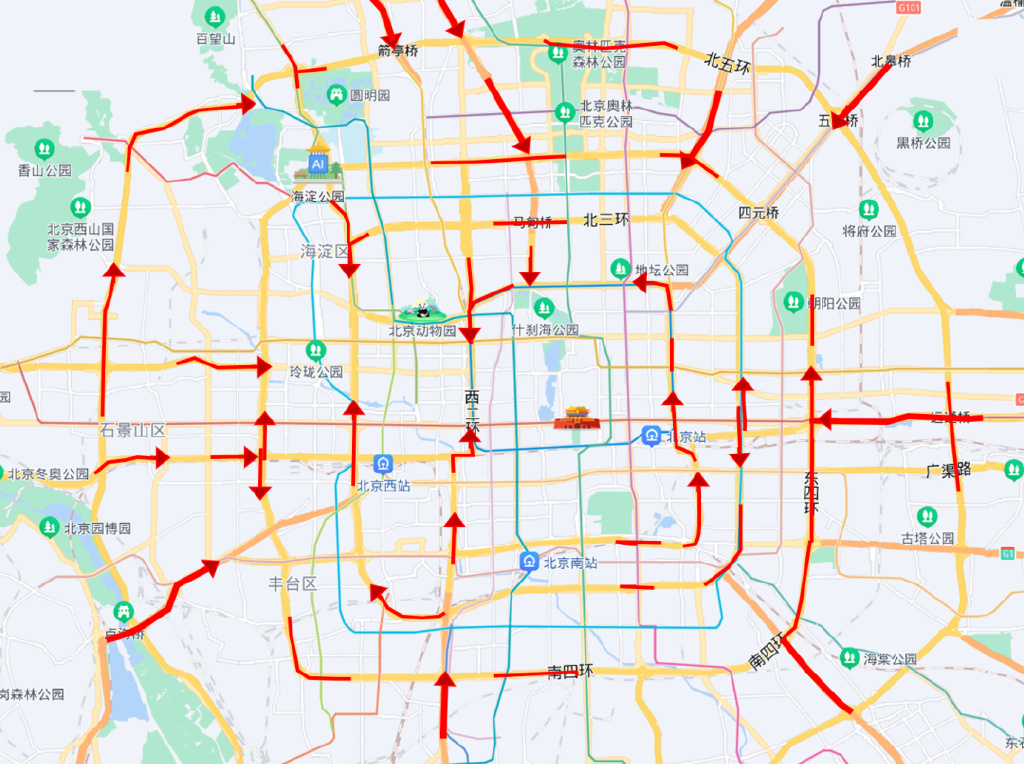 交通压力集中在主要高速公路,联络线出城方向.