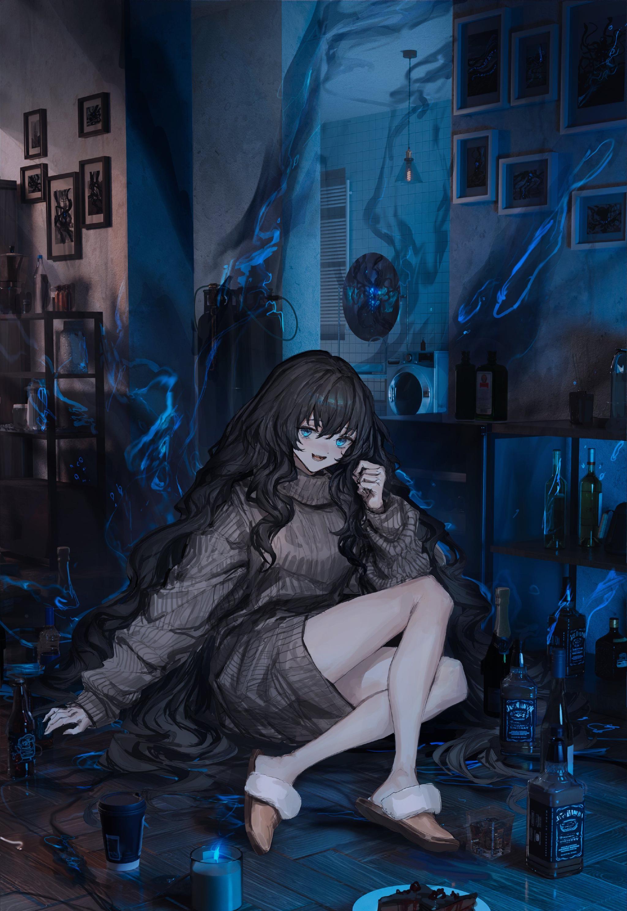 暗黑系与甜美系两个风格的少女插画整体具有一股奇古艳雅之美