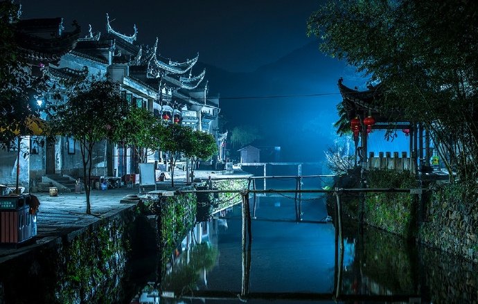 寒夜归村月照溪 晚安_高清图集_新浪网