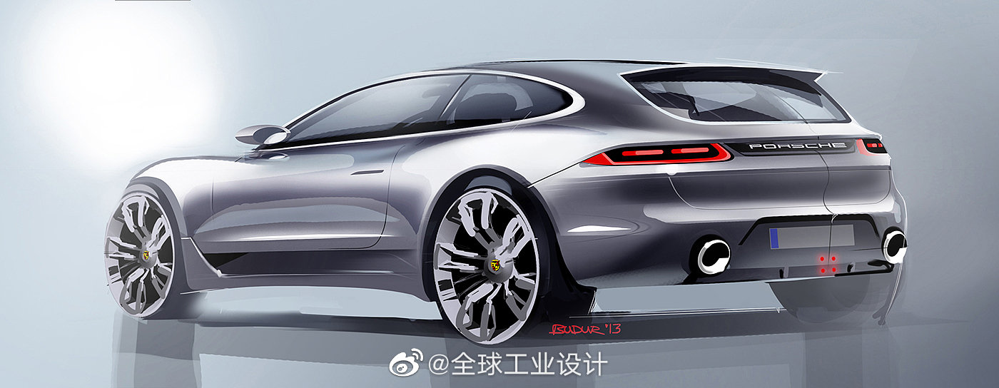 保时捷汽车手绘图欣赏