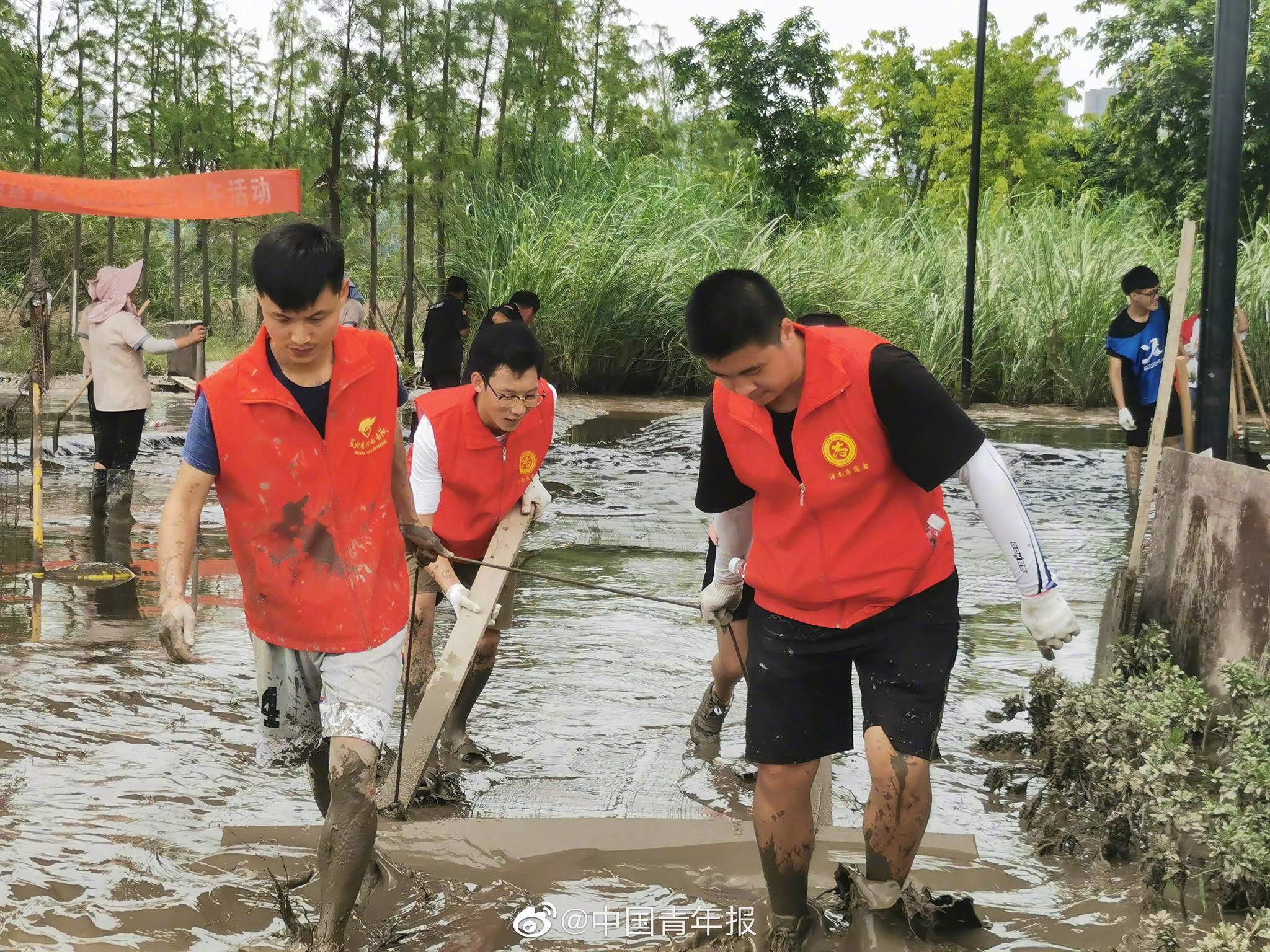 郑州洪灾志愿者图片