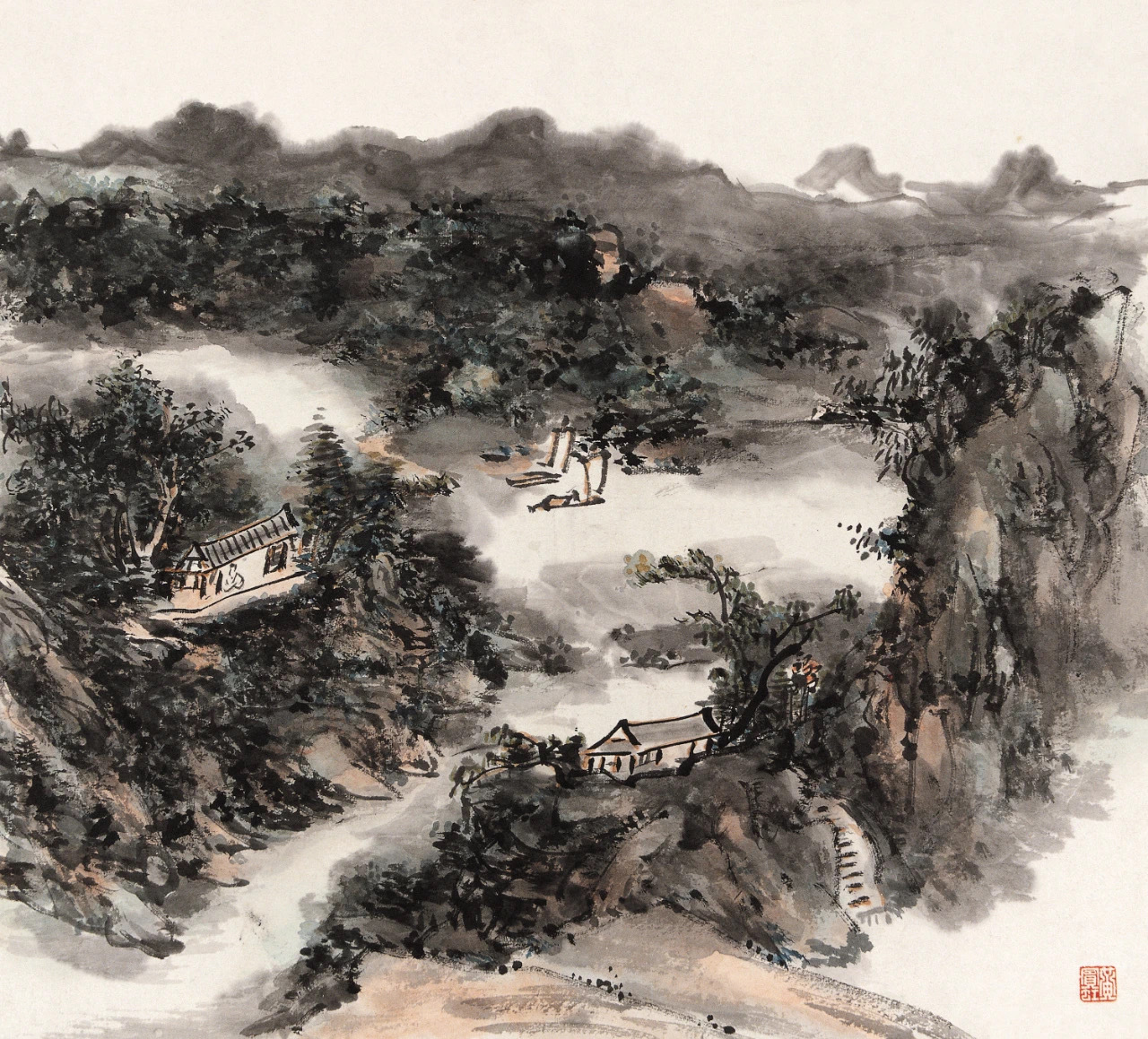 黄宾虹山水小品欣赏 黄宾虹这些山水小品,黑密浑厚,润泽华滋