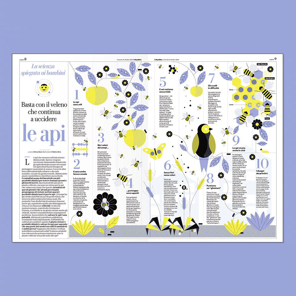 来自设计师 matteo riva 插画报纸版式设计