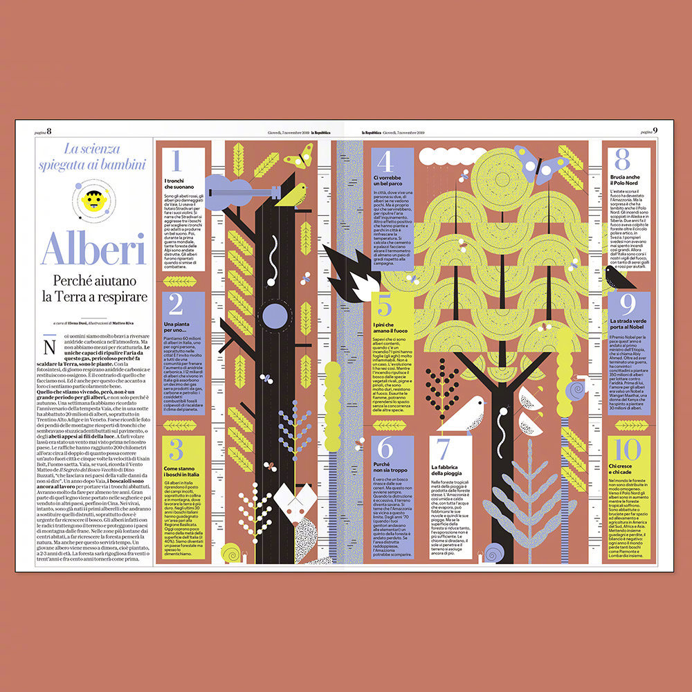 来自设计师 matteo riva 插画报纸版式设计