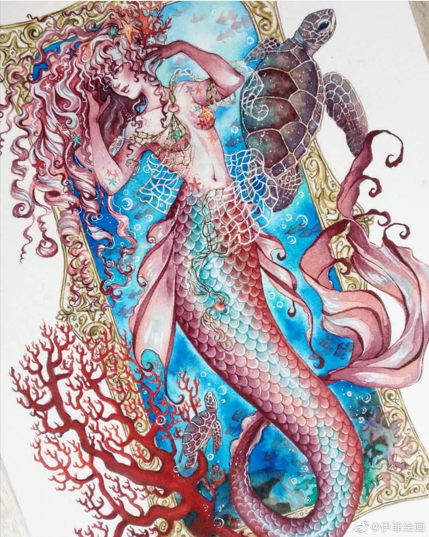 手绘水彩插画作品 人鱼作者:julietta_ heart_高清图集_新浪网
