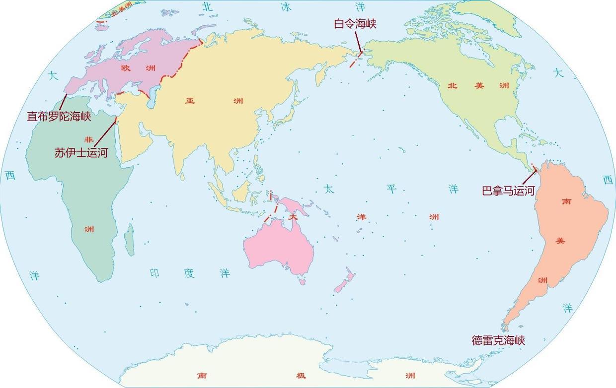 各大洲分界线图示图片