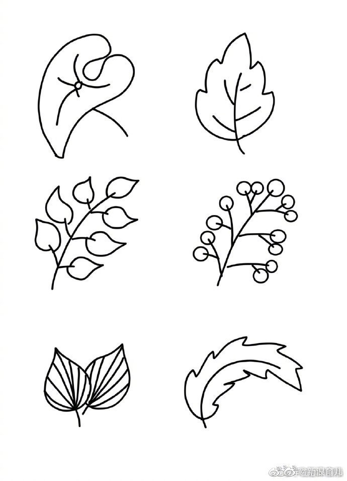 叶子简笔画大全↓↓↓秋天到了,带娃辨认不同的树叶吧