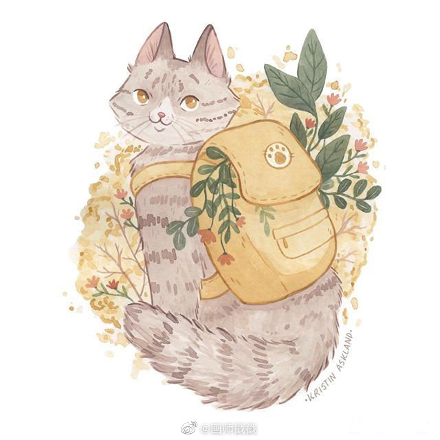 可爱的水彩插画小动物kristinaskland